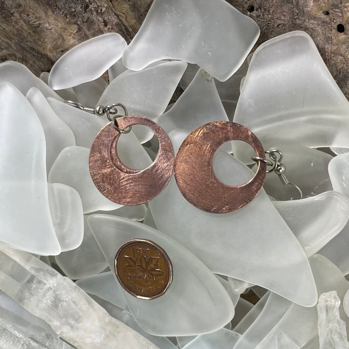 Reclaimed Copper Circle Drop earrings - Mother Of Metal - AG Collection - Copper - For Ears-Earrings