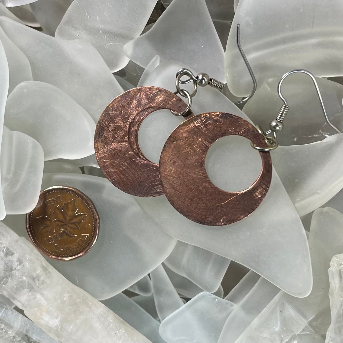 Reclaimed Copper Circle Drop earrings - Mother Of Metal - AG Collection - Copper - For Ears-Earrings