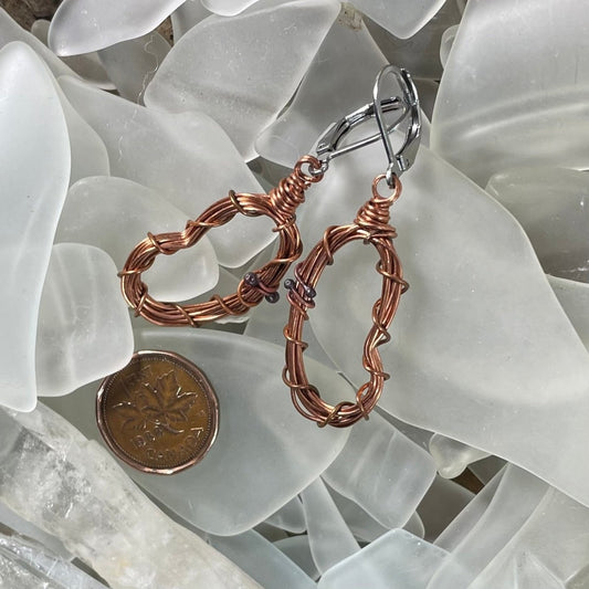 Reclaimed Copper Oval Drop Earrings - Mother Of Metal - Copper - For Ears - For Her-Earrings