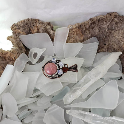 Rhodonite, Opalite, and Red Agate Pendant - Mother Of Metal - For Her - For Necks - opalite-Charms & Pendants