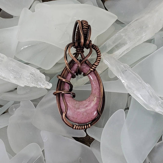 Rhodonite Teardrop Pendant - Mother Of Metal - For Her - For Necks - rhodonite-Charms & Pendants