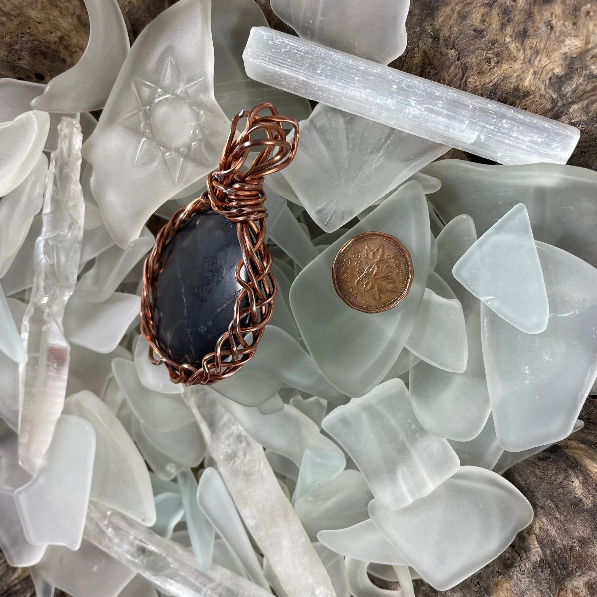 Shungite and Copper Braid Pendant - Mother Of Metal - Copper - For Her - For Him-Charms & Pendants