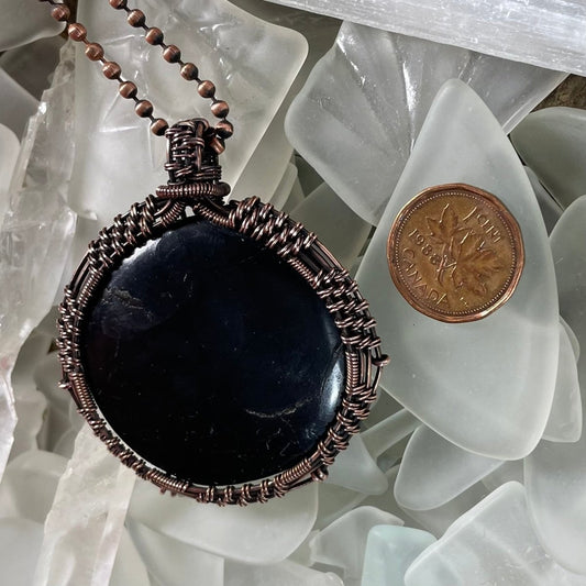 Shungite and Copper Wrapped Pendant - Mother Of Metal - Copper - For Her - For Him-Charms & Pendants