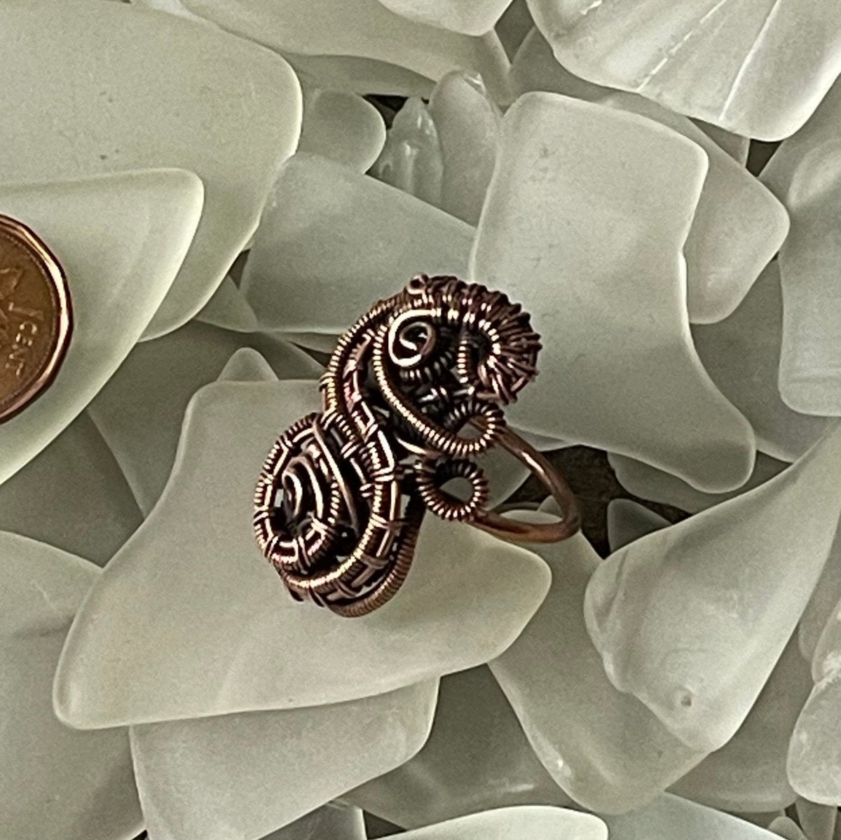 Smoked Coils Ring size 8.5 - Mother Of Metal - Copper - For Fingers - For Her-