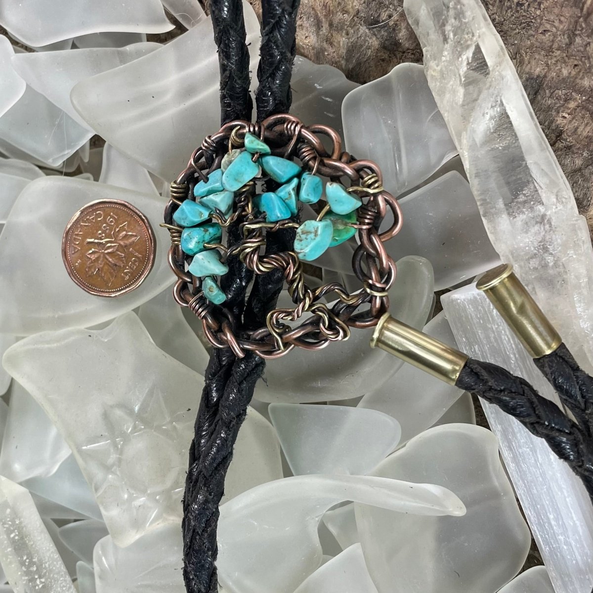 Turquoise Tree of Life Bolo Tie - Mother Of Metal - For Her - For Him - For Necks-Bolo Tie