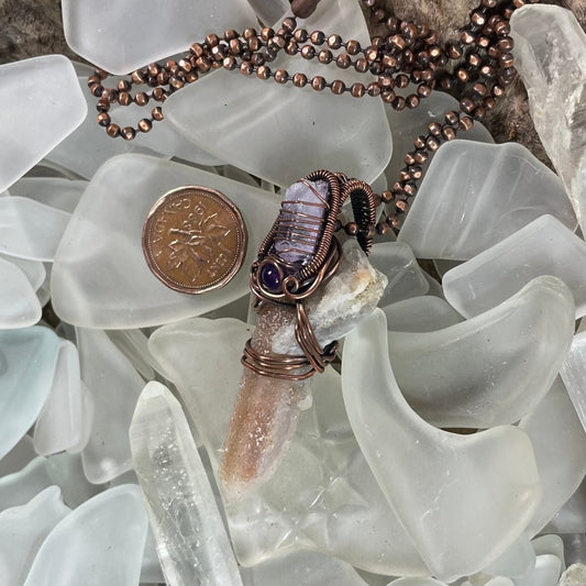 Witches Finger and Amethyst Necklace - Mother Of Metal - amethyst - Copper - For Her-Necklaces
