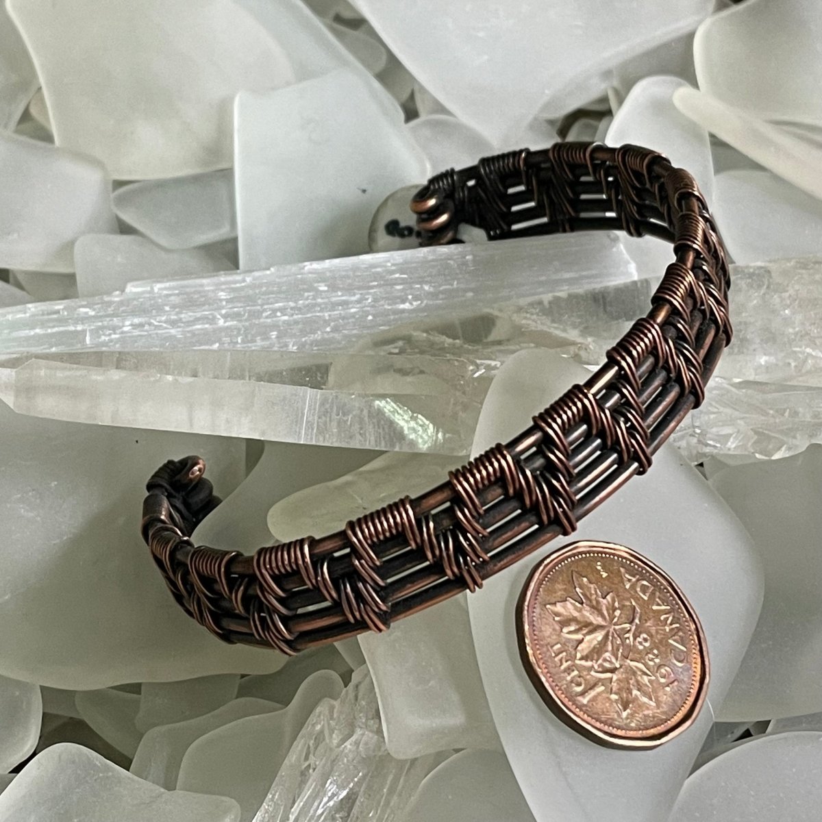 Woven Copper Cuff 5v - Mother Of Metal - Copper - For Her - For Him-Bracelets