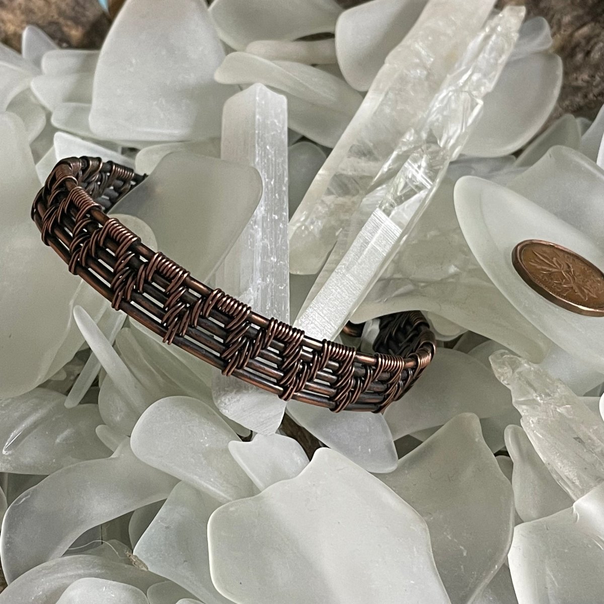 Woven Copper Cuff 5v - Mother Of Metal - Copper - For Her - For Him-Bracelets