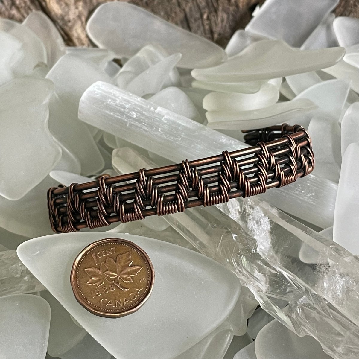 Woven Copper Cuff 5v - Mother Of Metal - Copper - For Her - For Him-Bracelets